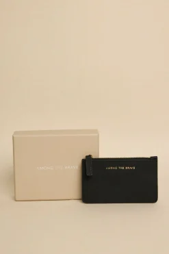 Among the Brave Black Leather Card Holder