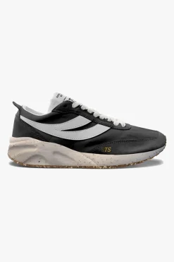 Superga 4089 Black White Training Slim Vegan Faux Leather Sneaker