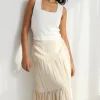 Among the Brave Blazing Sand Tiered Linen Midi Skirt