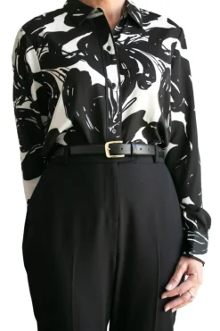 Loop Leather Bliss Black Leather Gold Buckle Belt