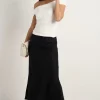 RE:UNION Label Bliss Black Linen Bias Midi Skirt