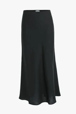RE:UNION Label Bliss Black Linen Bias Midi Skirt