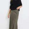 RE:UNION Label Bliss Khaki Linen Bias Midi Skirt