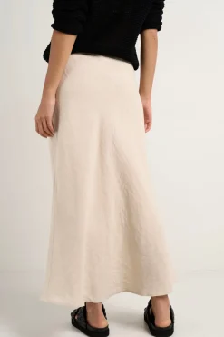 RE:UNION Label Bliss Natural Linen Bias Midi Skirt