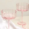 Willow u0026 Mae Bloom Wavy Pink Cocktail Glass