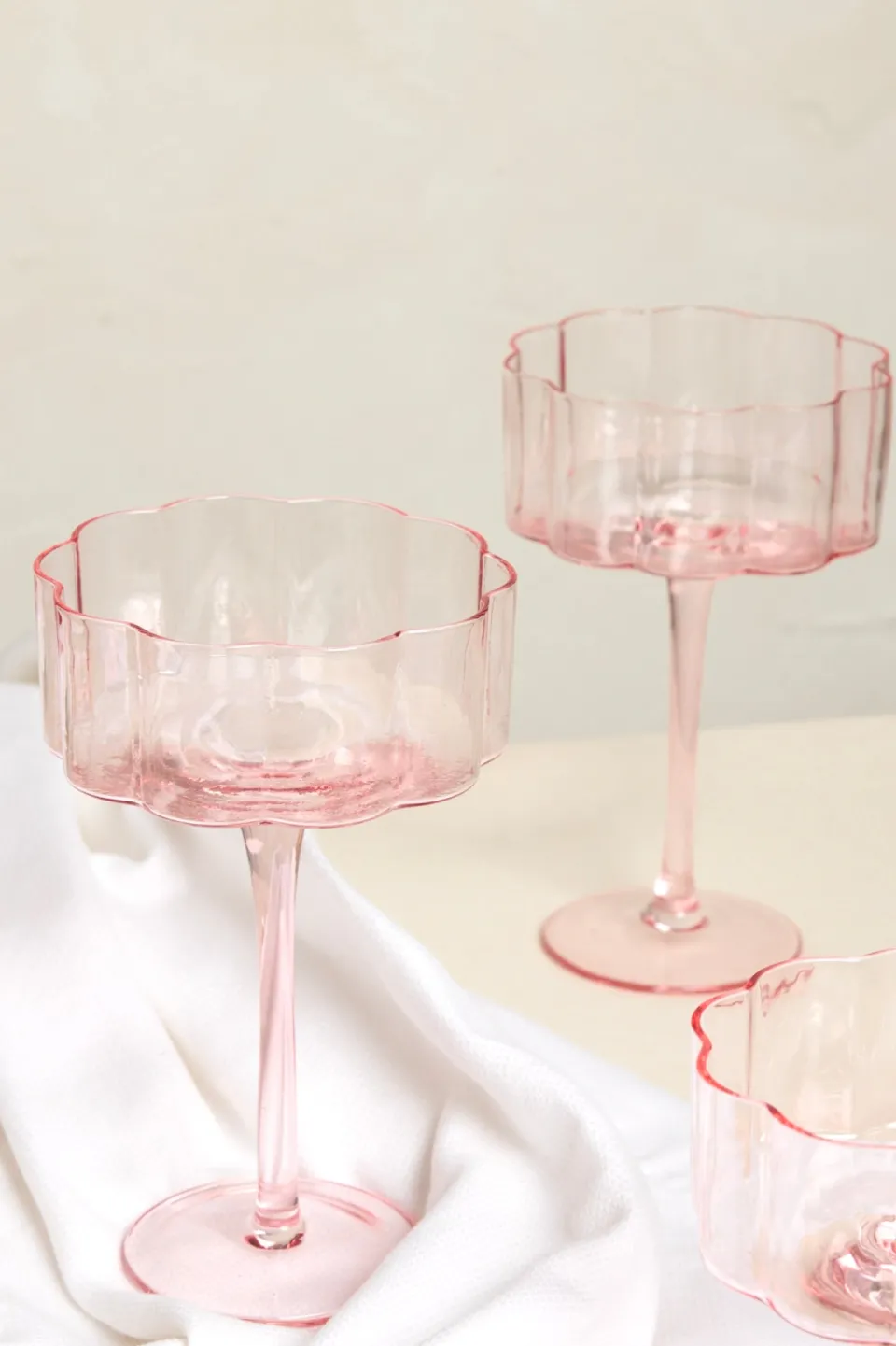 Willow u0026 Mae Bloom Wavy Pink Cocktail Glass