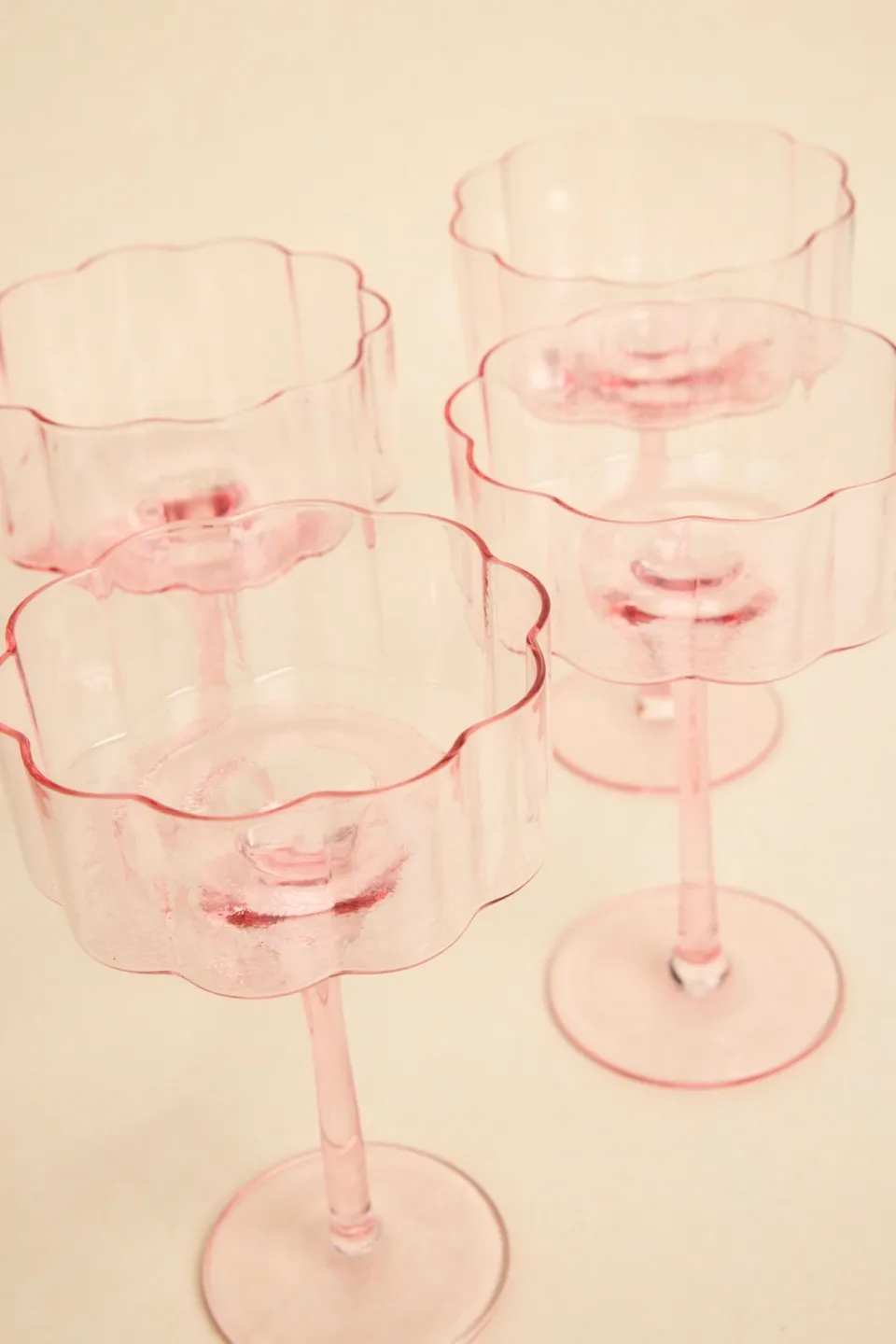 Willow u0026 Mae Bloom Wavy Pink Cocktail Glass