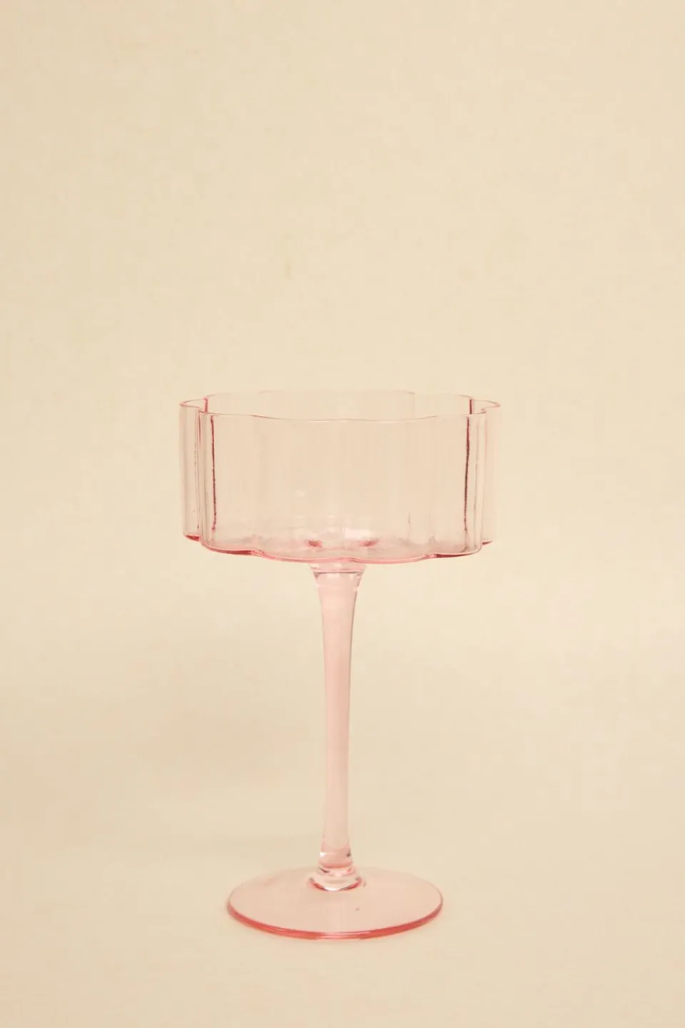 Willow u0026 Mae Bloom Wavy Pink Cocktail Glass
