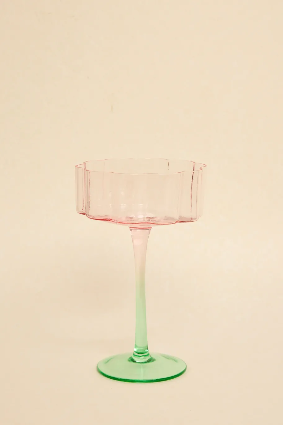Willow u0026 Mae Bloom Wavy Pink Green Cocktail Glass