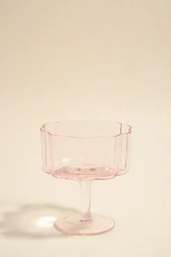 Willow u0026 Mae Bloom Wavy Pink Short Cocktail Glass