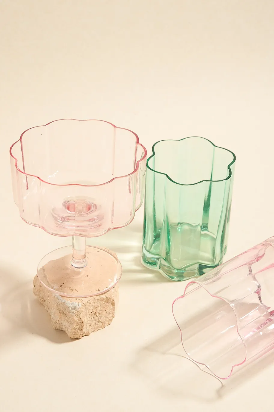 Willow u0026 Mae Bloom Wavy Pink Short Cocktail Glass