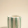Flo's Home Blue Stone Stripe Large Ceramic Soy Wax Candle