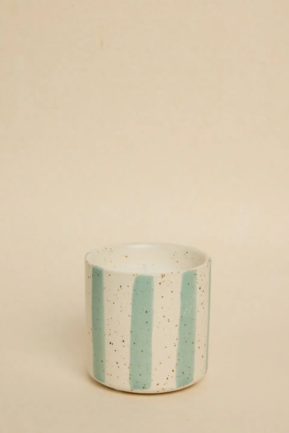 Flo's Home Blue Stone Stripe Small Ceramic Soy Wax Candle