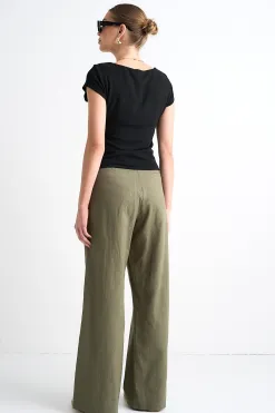 Ivy + Jack Boardwalk Soft Khaki Ramie Extended Waist Pants