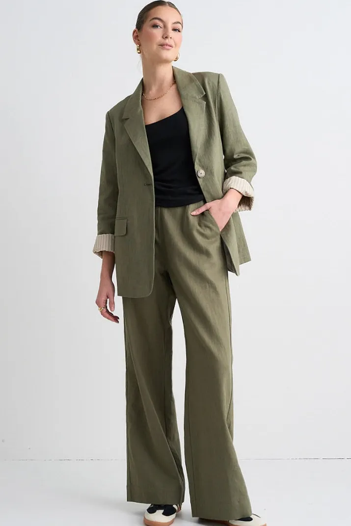 Ivy + Jack Boardwalk Soft Khaki Ramie Extended Waist Pants