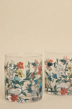 Nel Lusso Botswana Botanical Print Glass Tumbler 400ml Each