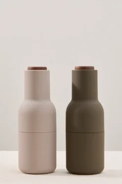 Audo Copenhagen Bottle Grinder Hunting Green Beige with Walnut Lid 20.5cm 2 pack