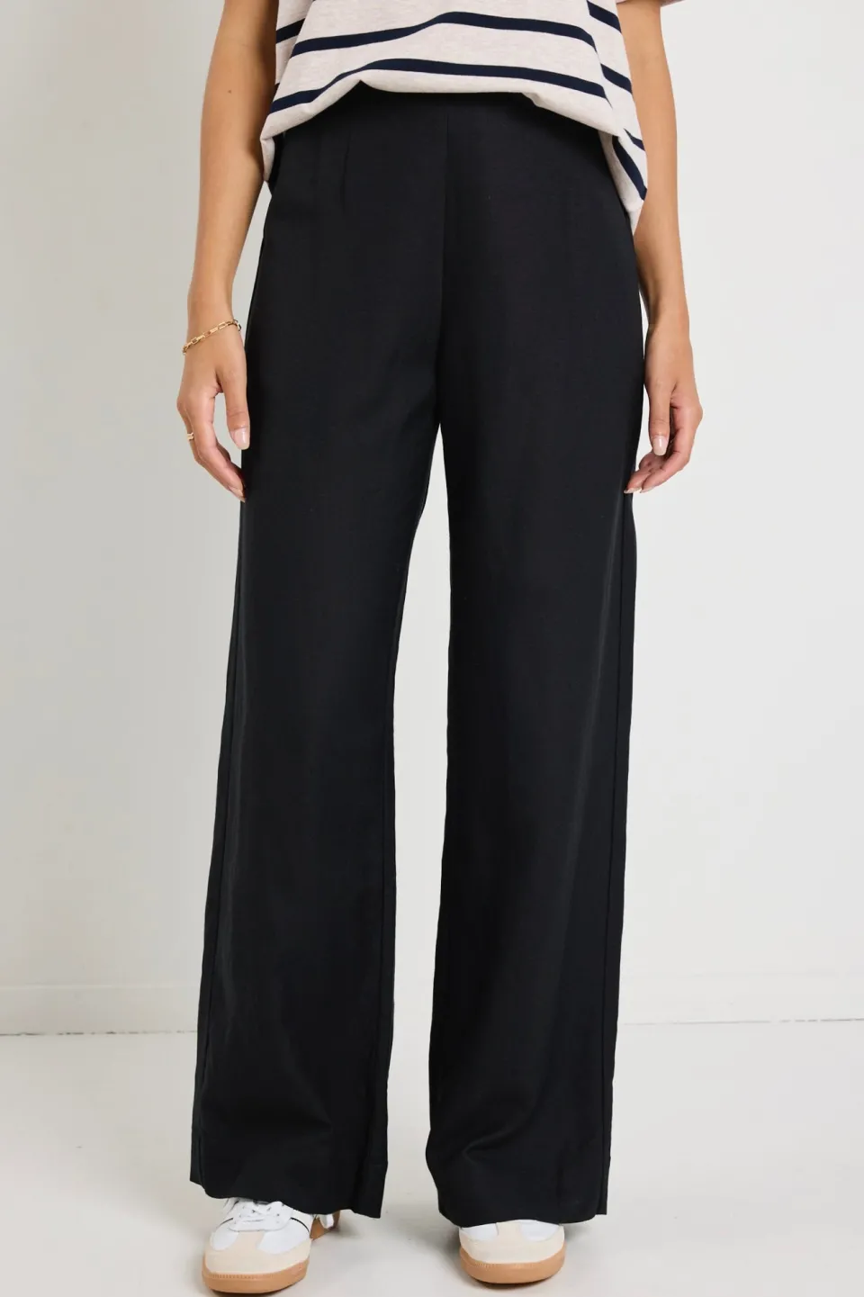 Ivy + Jack Boulevard Black Linen Viscose Wide Leg Pants