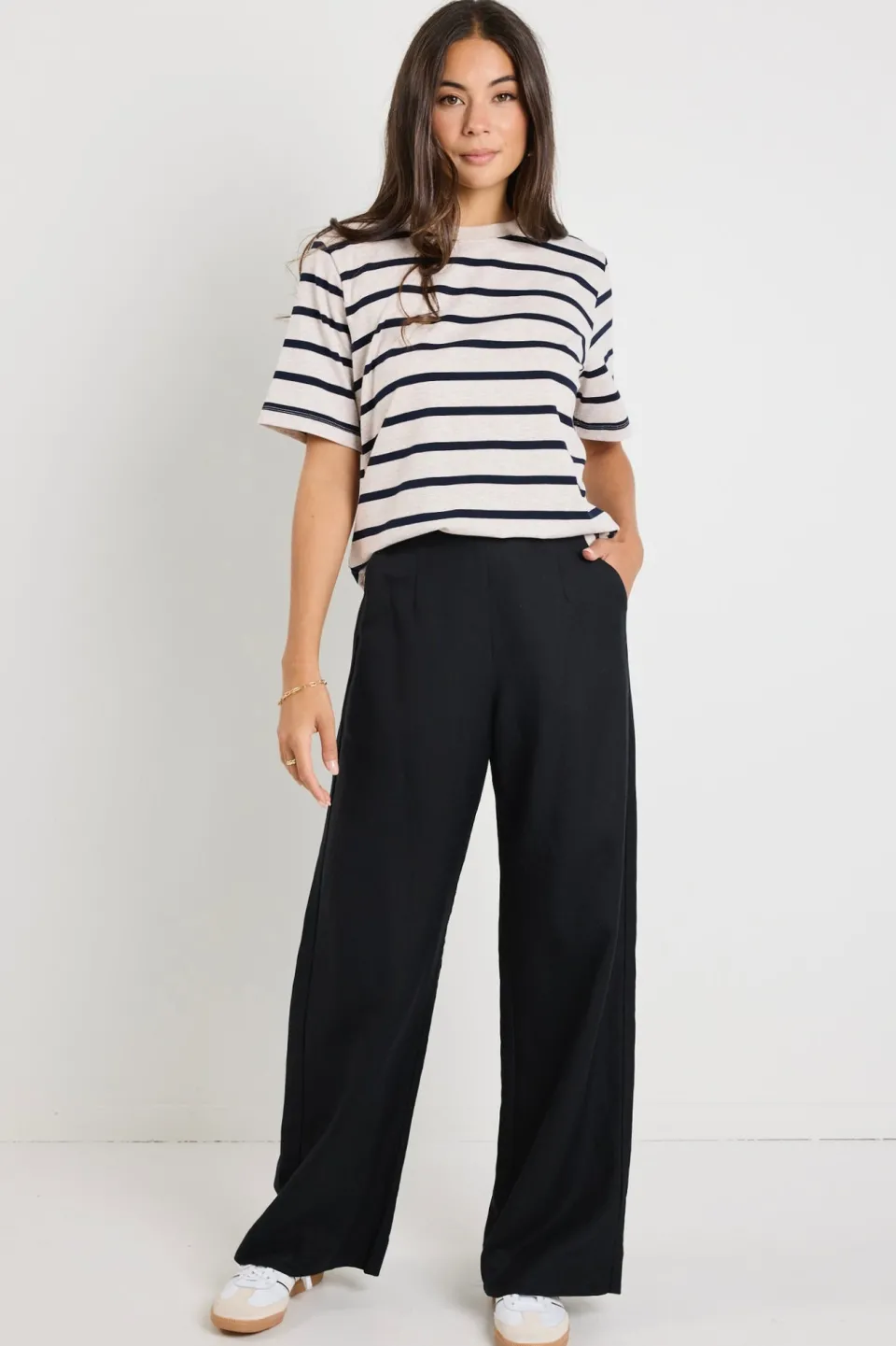 Ivy + Jack Boulevard Black Linen Viscose Wide Leg Pants