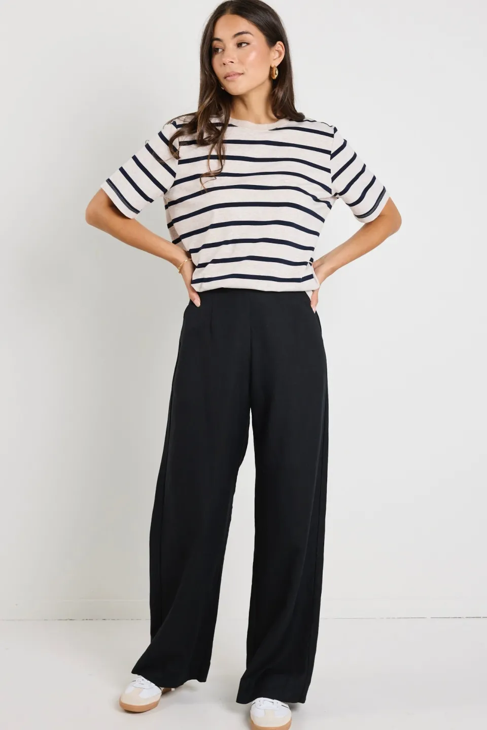 Ivy + Jack Boulevard Black Linen Viscose Wide Leg Pants