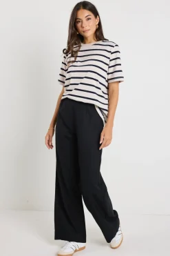 Ivy + Jack Boulevard Black Linen Viscose Wide Leg Pants