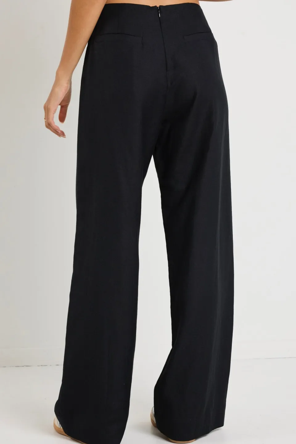 Ivy + Jack Boulevard Black Linen Viscose Wide Leg Pants