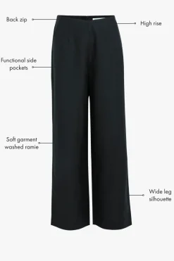 Ivy + Jack Boulevard Black Linen Viscose Wide Leg Pants