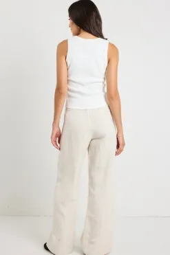 Ivy + Jack Boulevard Natural Linen Viscose Wide Leg Pants
