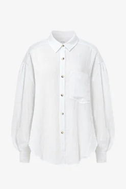 By Rosa. Breezy White Muslin Drop Shoulder Shirt