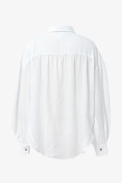By Rosa. Breezy White Muslin Drop Shoulder Shirt