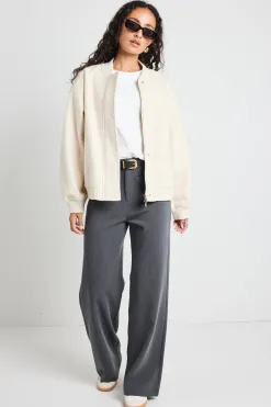 Among the Brave Brisk Bone Boucle Bomber Jacket