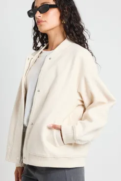Among the Brave Brisk Bone Boucle Bomber Jacket