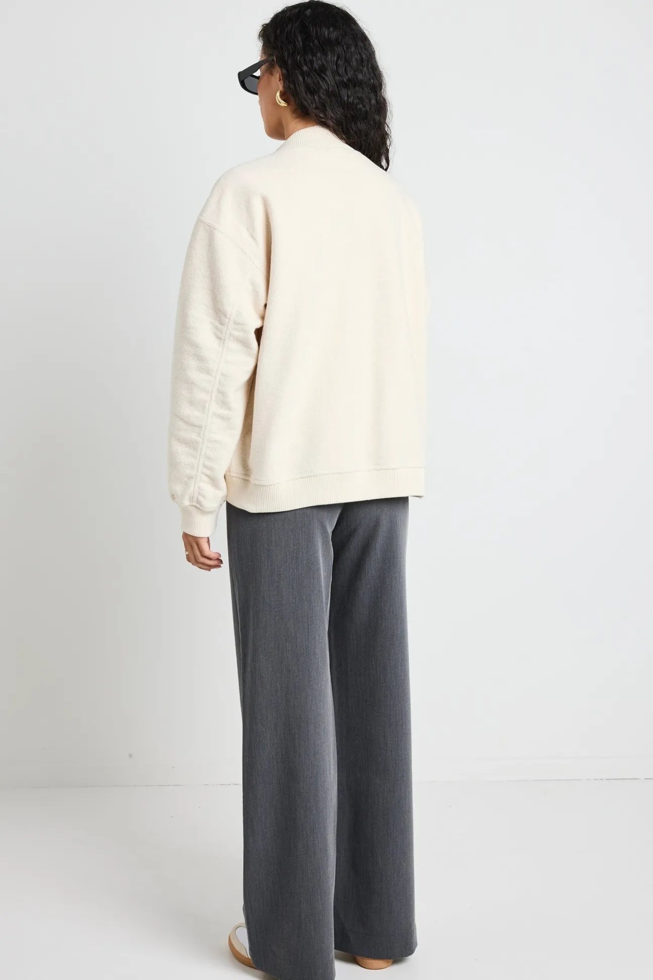 Among the Brave Brisk Bone Boucle Bomber Jacket