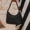 Among the Brave Brooklyn Black Leather Double Buckle Shoulder Bag
