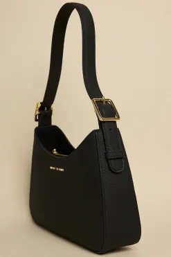 Among the Brave Brooklyn Black Leather Double Buckle Shoulder Bag