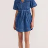 Staple The Label Brooks Mid Blue Denim SS Mini Dress