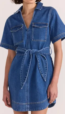 Staple The Label Brooks Mid Blue Denim SS Mini Dress