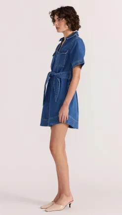 Staple The Label Brooks Mid Blue Denim SS Mini Dress
