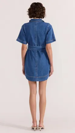 Staple The Label Brooks Mid Blue Denim SS Mini Dress