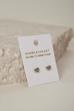 Humble + Heart Bubble Heart Stud EOL Rhodium Earrings