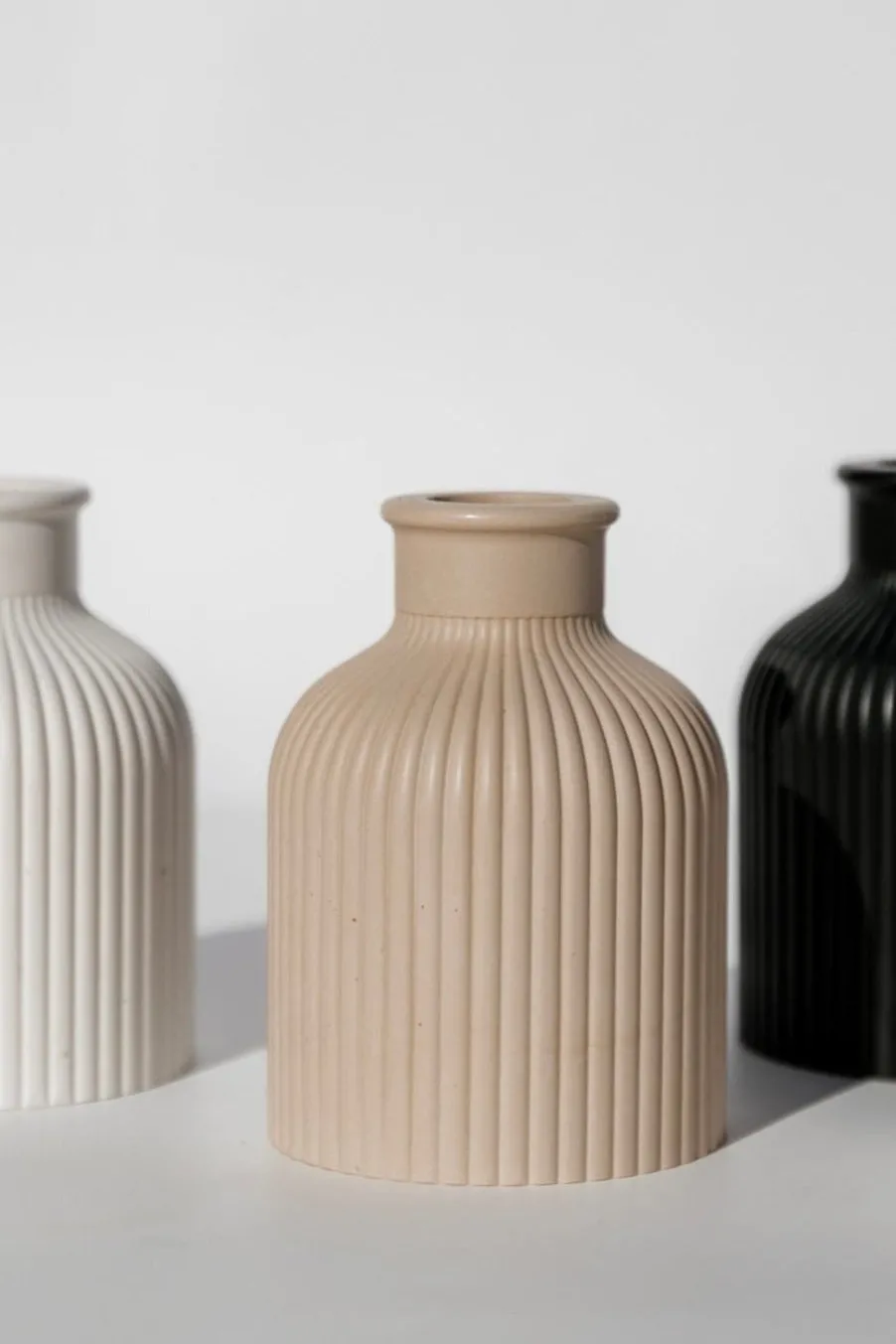 Konkret Bud Ribbed Tan 9.5cm Vase