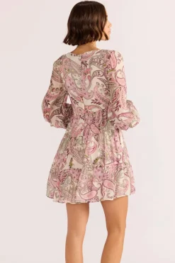 Mink Pink Cadence Pink Paisley Babydoll Mini Dress
