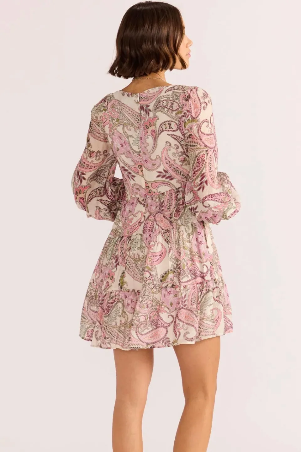 Mink Pink Cadence Pink Paisley Babydoll Mini Dress