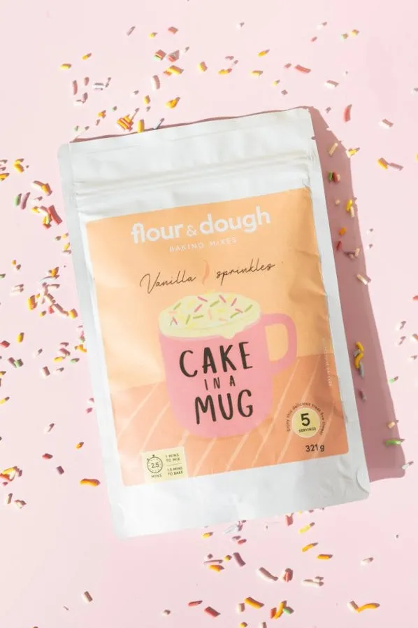 Flour u0026 Dough Cake In A Mug Vanilla Sprinkles Baking Mix