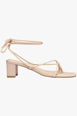 Solsana Cameo Strappy Wrap Tie Nude Leather Heel