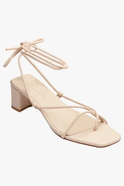 Solsana Cameo Strappy Wrap Tie Nude Leather Heel