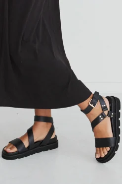Mollini Caplan Black Flatform Strappy Sandal
