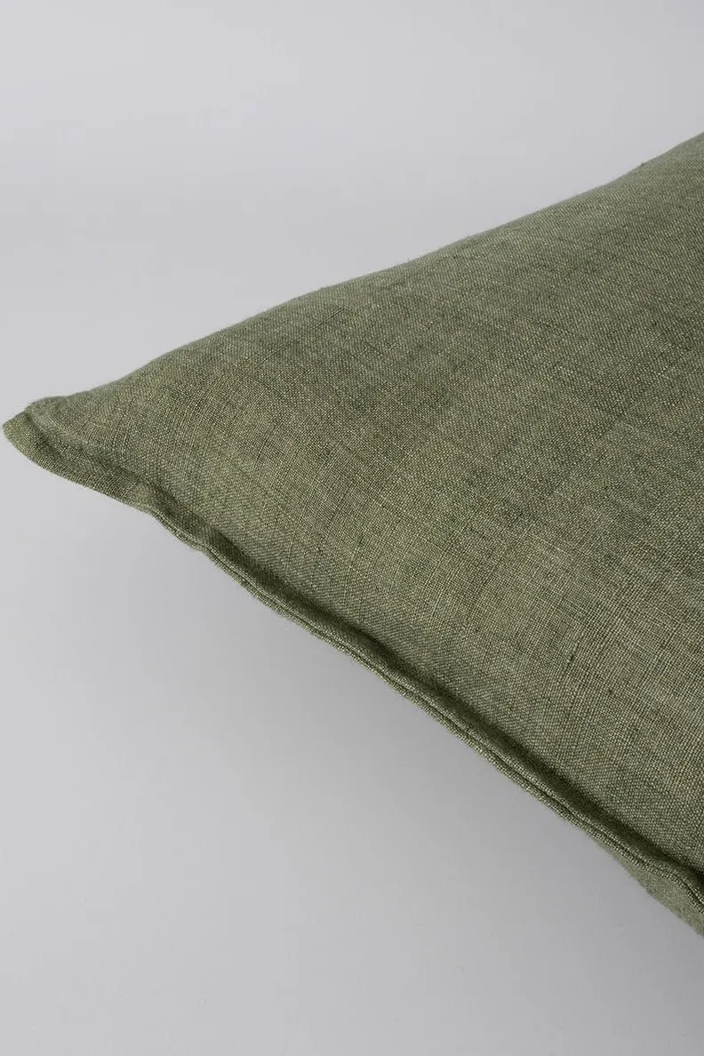 Baya Cassia Moss Feather Inner 55x55cm Linen Cushion