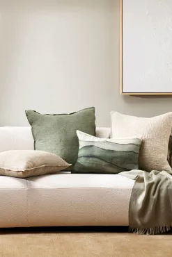 Baya Cassia Moss Feather Inner 55x55cm Linen Cushion