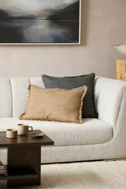 Baya Cassia Nori Charcoal Feather Inner 55x55cm Linen Cushion